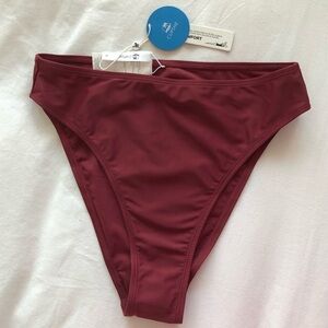 Cupshe bikini bottom high cut SMALL New with tags! burgundy womens swim